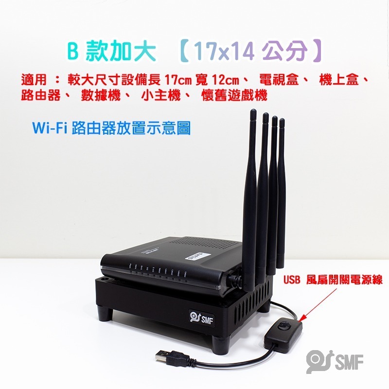 台灣現貨【SMF】USB散熱風扇底座 電視盒 安博 懷舊遊戲機 路由器 第四台機上盒 wifi數據機 散熱架 3D列印-細節圖3