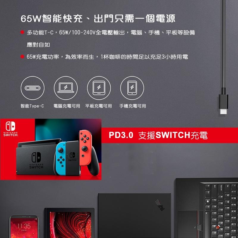 Lenovo_thinkplus GaN 65W輕折收氮化鎵PD充電器_適TYPE-C、SWITCH、Macbook-細節圖7