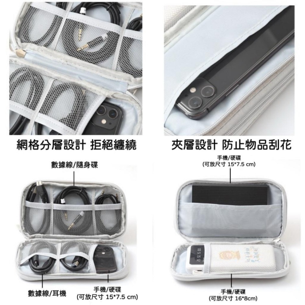 [QQ大鯊魚] 手機配件 收納包 3C 手機袋 防塵包 隨身收納 數據線 行動電源 耳機 充電線 化妝包 筆盒 護照包-細節圖6