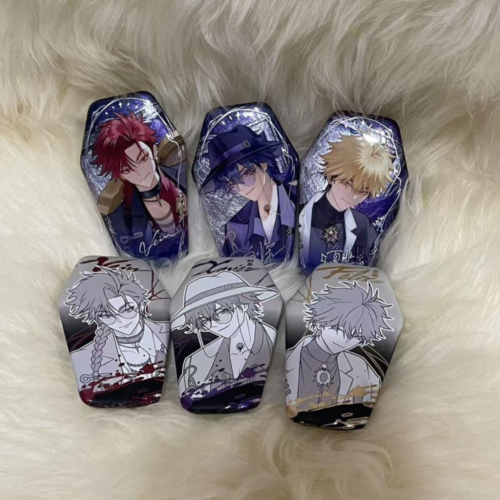 2天內出貨！時光代理人 藏畫系列 異形徽章盲盒 盲袋 一盒6枚 正版周邊 Vein 夏斐 劉梟-細節圖2