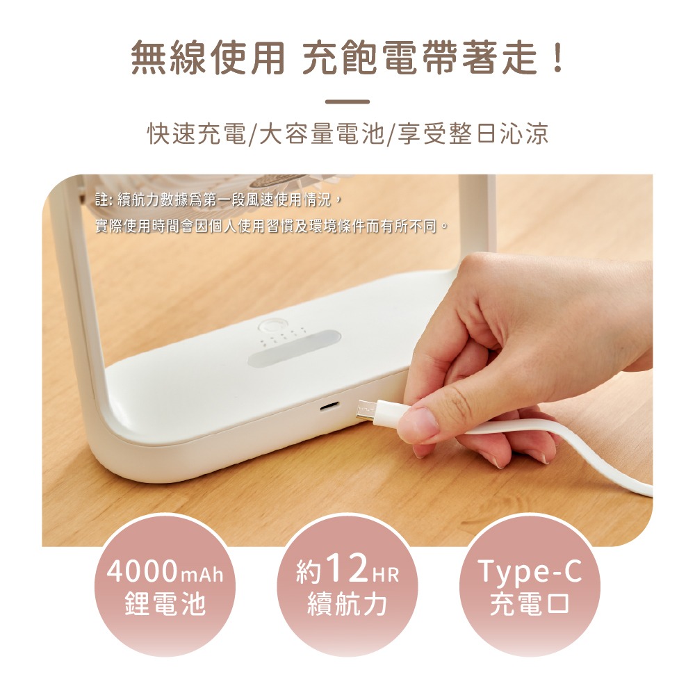 【GPLUS】BF-D001 5吋USB充電式風扇／吊掛風扇／續航12小時／公司貨／萬向旋轉／好攜帶／小夜燈／馬尼通訊-細節圖3