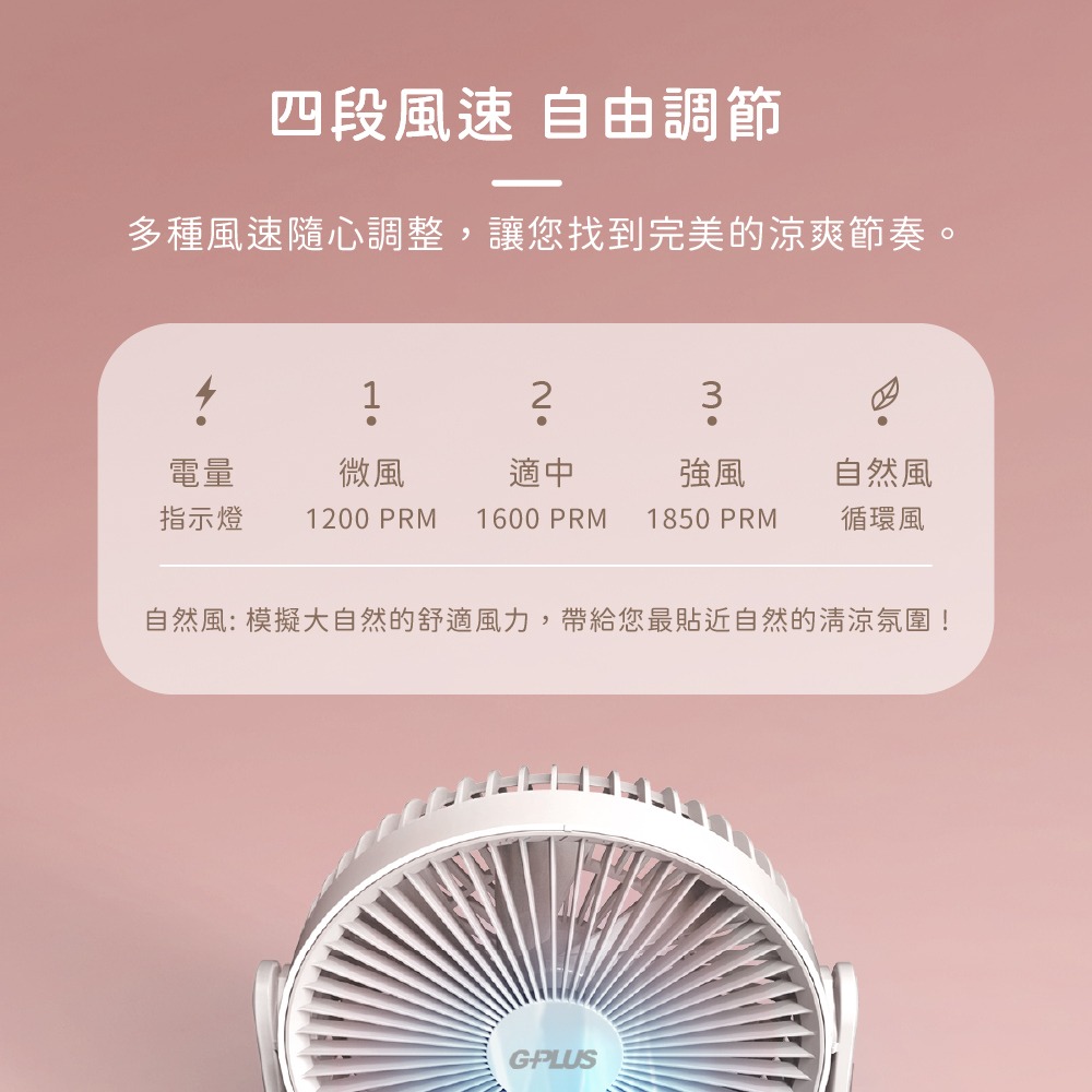 【GPLUS】BF-D001 5吋USB充電式風扇／吊掛風扇／續航12小時／公司貨／萬向旋轉／好攜帶／小夜燈／馬尼通訊-細節圖4