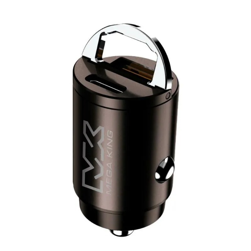 【MEGA KING】隱藏式雙孔車充45W(A+C) 鐵灰色-細節圖2