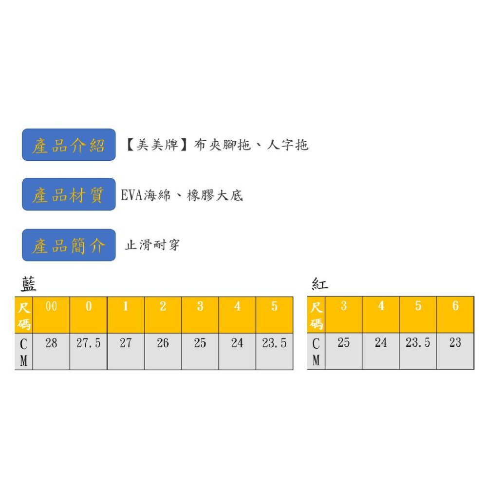 ●台灣製造【美美牌】布夾腳拖、人字拖（藍/紅）-細節圖4