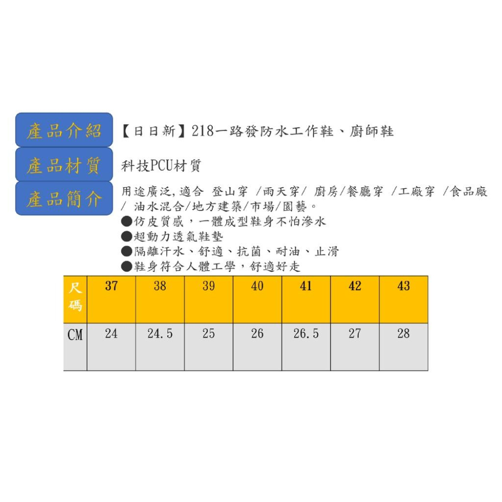 【日日新】218一路發防水工作鞋、廚師鞋，附鞋墊!!適合 登山穿/雨天穿/廚房/餐廳穿 /工廠穿 /食品廠/油水環境。-細節圖6