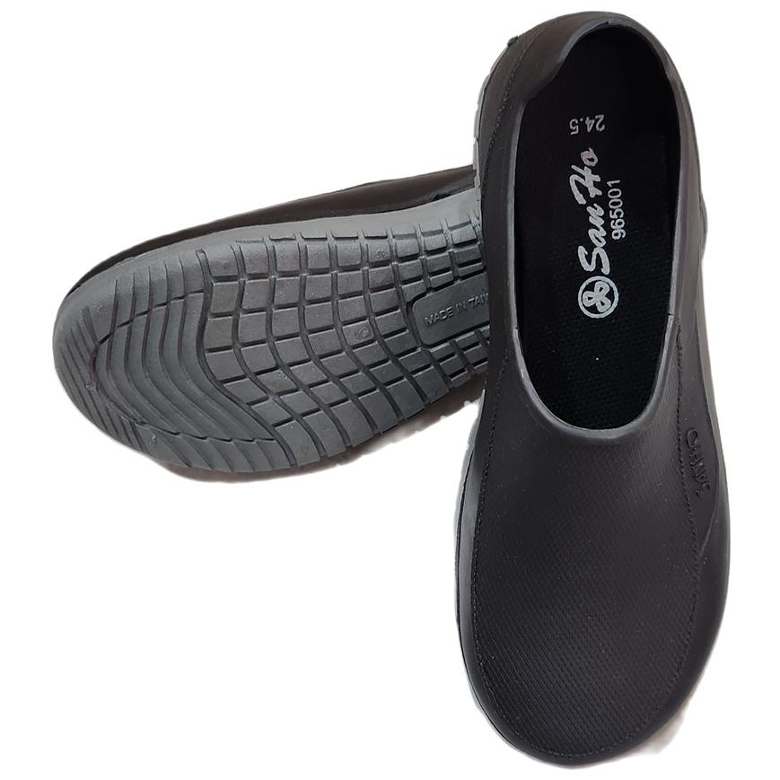 三和牌162女防水工作鞋、雨鞋、廚師鞋（暗紅/黑) ，附鞋墊-細節圖3