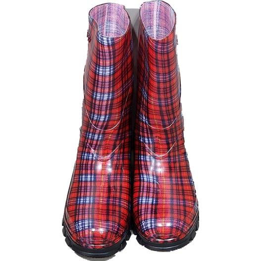 【日日新】A189女用雨鞋(內附鞋墊)，紅格!~ 歡迎大宗購買~-細節圖2
