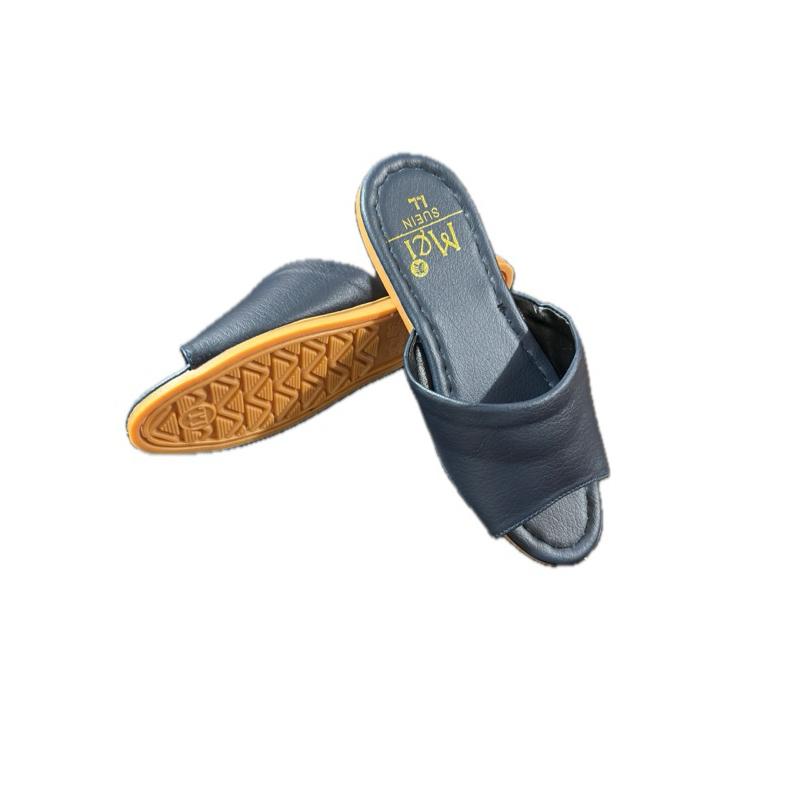 【美美牌】軟皮室內拖(藍/紅)-細節圖2