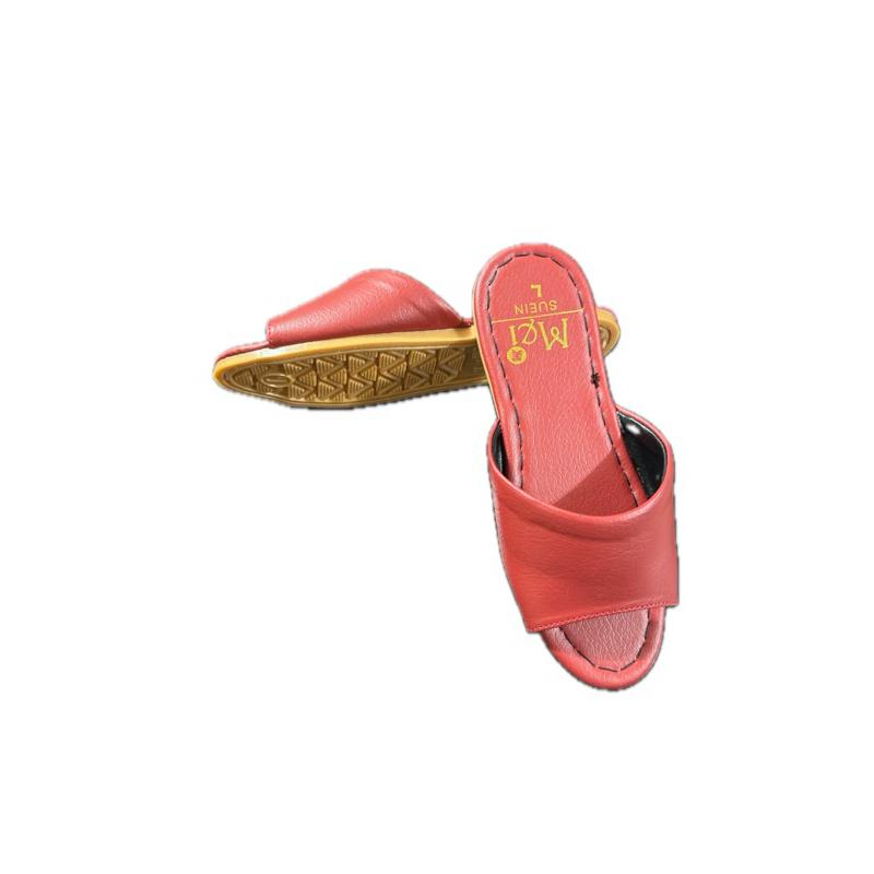 【美美牌】軟皮室內拖(藍/紅)-細節圖3