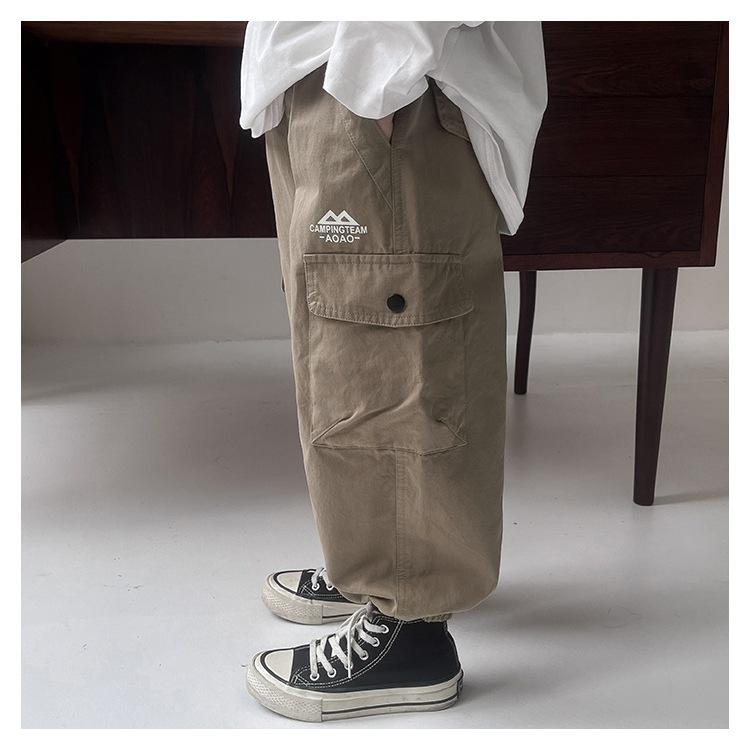 山系印花束口工裝褲 長褲 縮口 戶外 登山 寬鬆 男生 男童 工裝褲-細節圖3