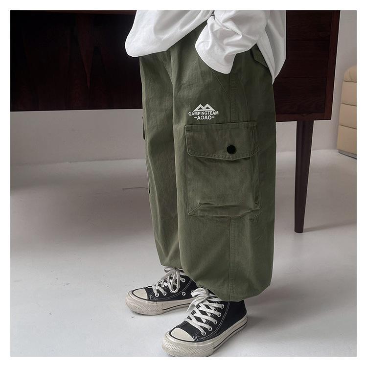 山系印花束口工裝褲 長褲 縮口 戶外 登山 寬鬆 男生 男童 工裝褲-細節圖4