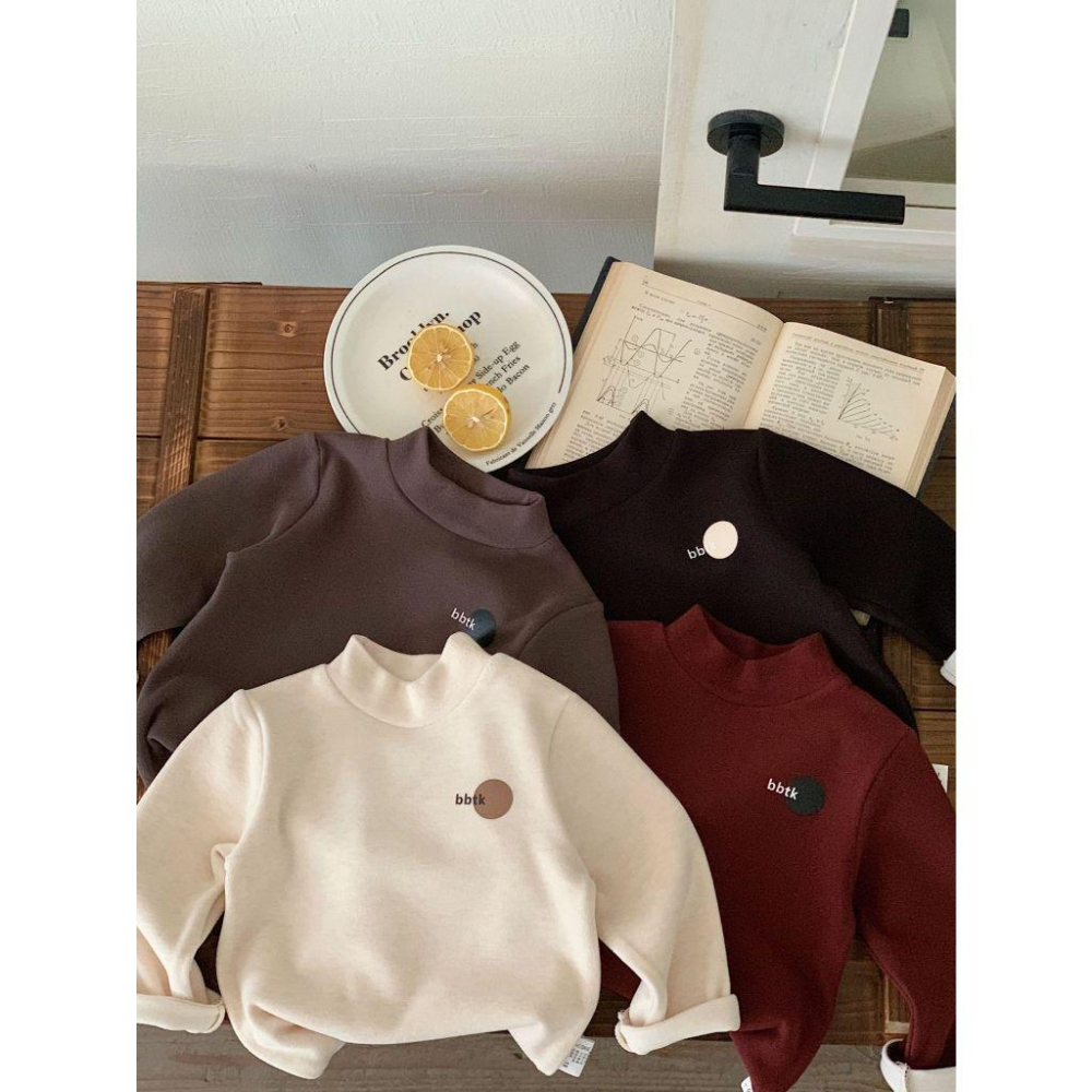 簡約微高領長袖上衣 秋冬 長袖 T恤 高領 半領-細節圖2