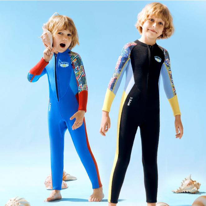 2.5MM 連體保暖衣 冬泳衣 男童 男生 小孩 兒童 長袖 短袖 防寒衣 浮潛 衝浪 防磨衣 保暖 泳衣 保暖泳衣-細節圖2