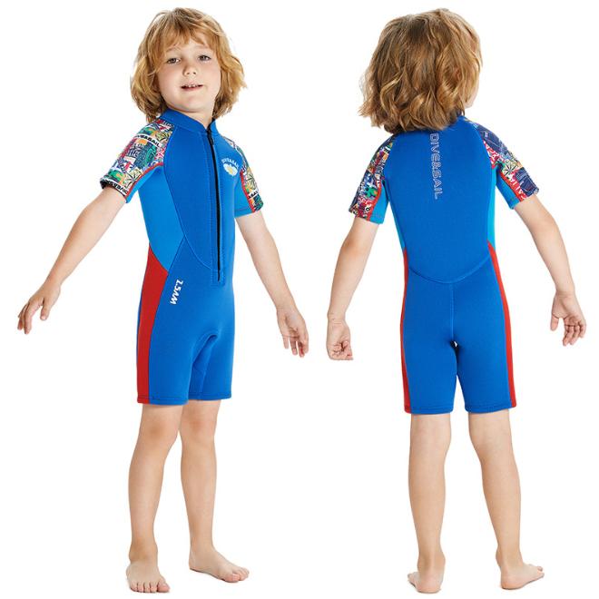 2.5MM 連體保暖衣 冬泳衣 男童 男生 小孩 兒童 長袖 短袖 防寒衣 浮潛 衝浪 防磨衣 保暖 泳衣 保暖泳衣-細節圖6