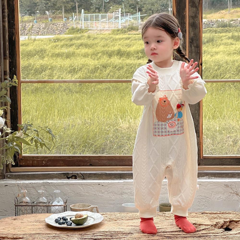 菱格小熊包屁衣 連身服 爬服 連衣服 包屁衣 長袖 秋天-細節圖3