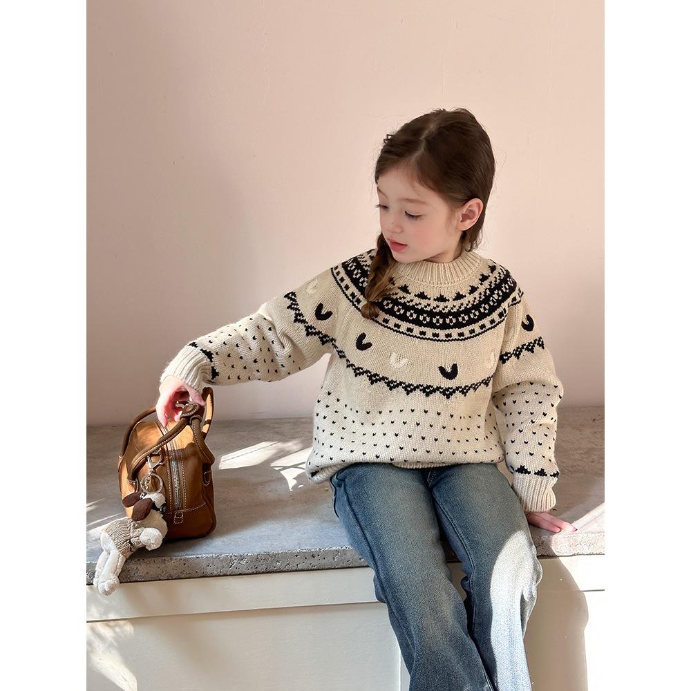 復古愛心緹花毛衣 針織衫 針織上衣 秋冬-細節圖2