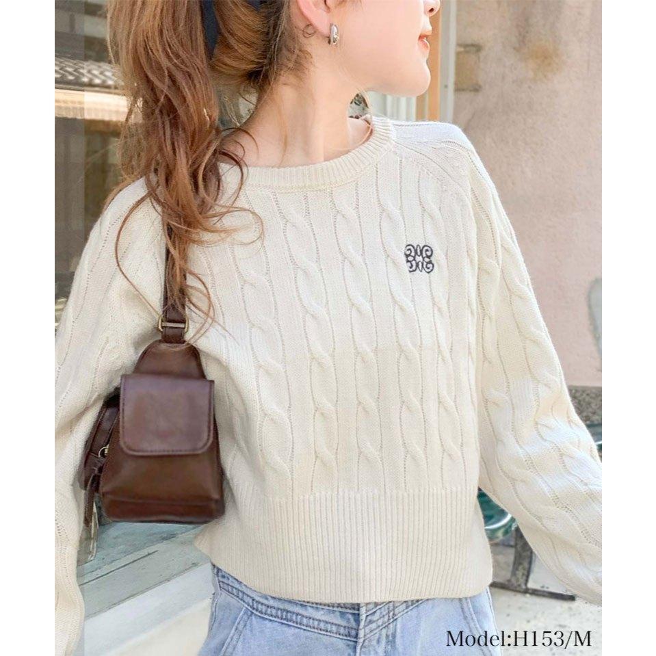 《mily bilet》絞花針織短版上衣 MI1029070-細節圖3