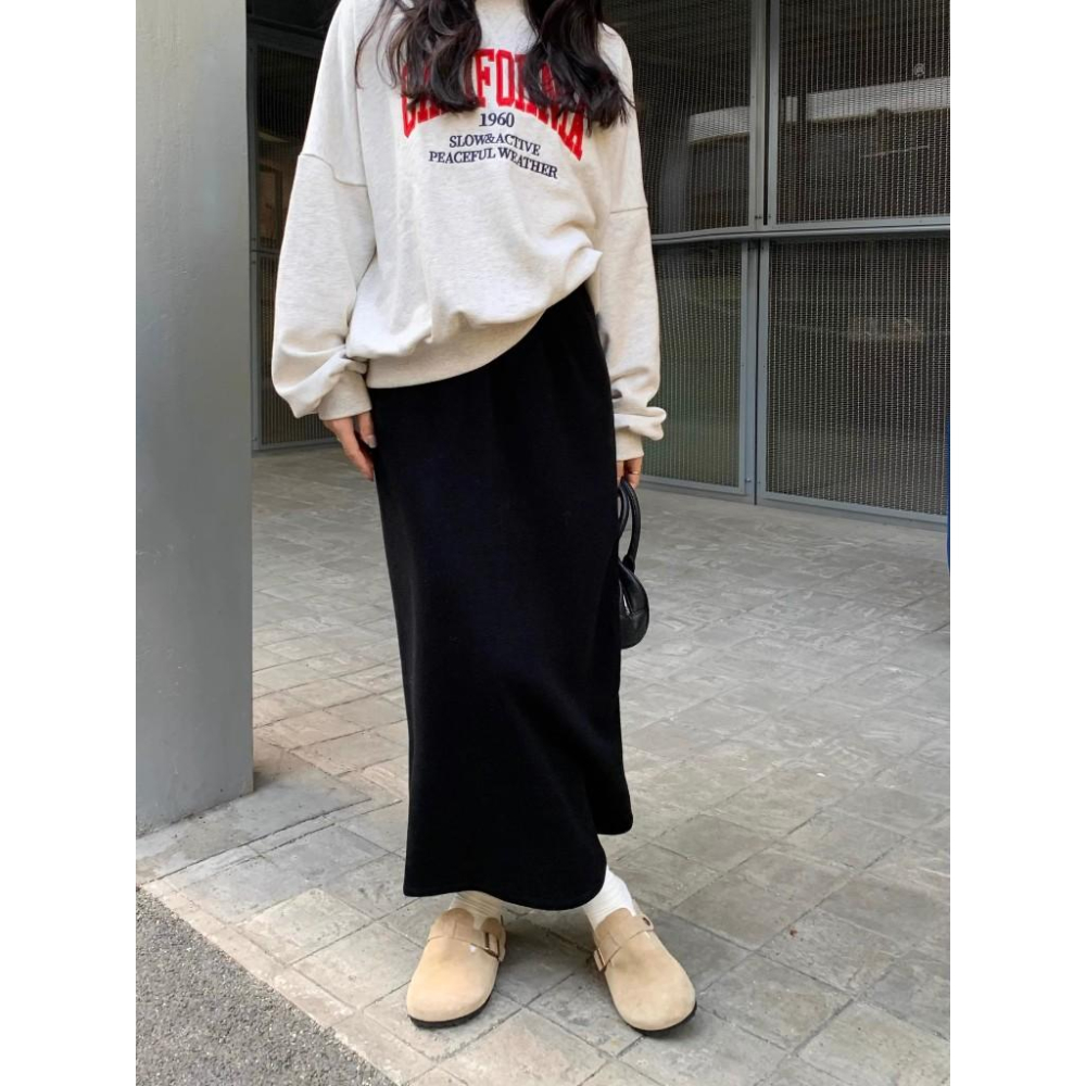 秋款羊絨半身裙 長裙 窄裙 秋天 女生-細節圖3