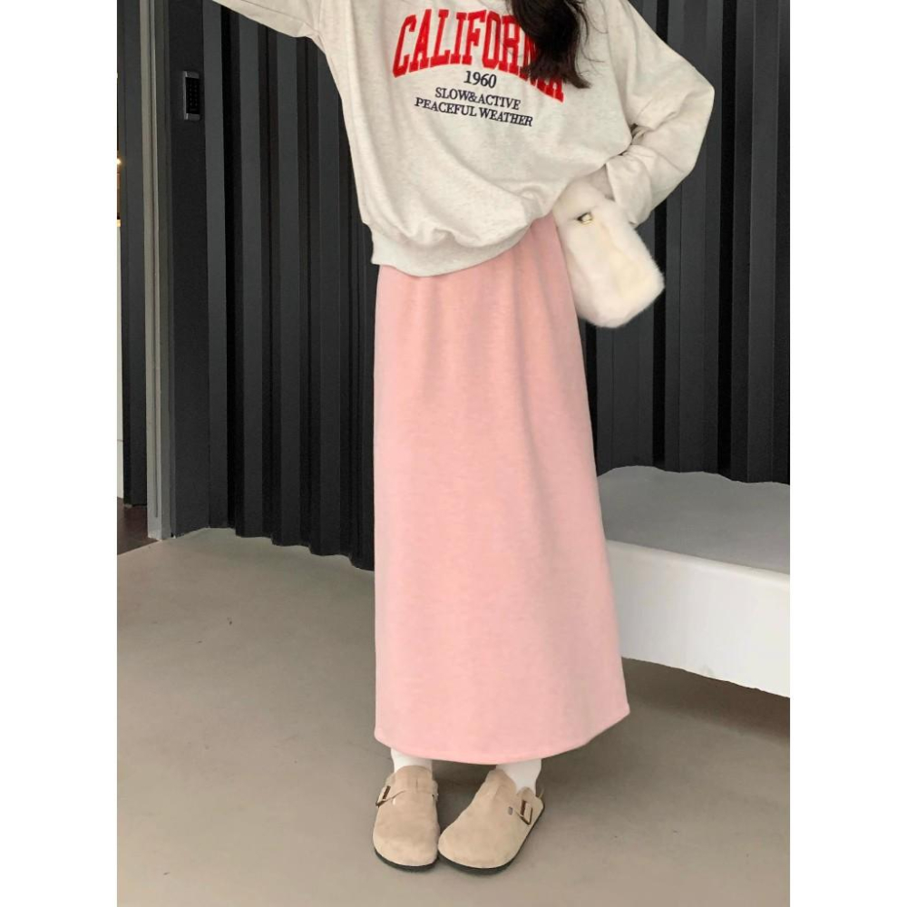 秋款羊絨半身裙 長裙 窄裙 秋天 女生-細節圖5