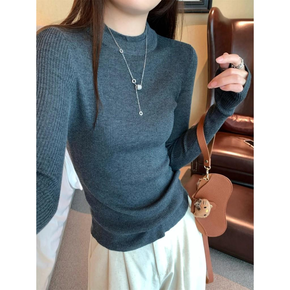 簡約氣質雙層領針織上衣-細節圖3