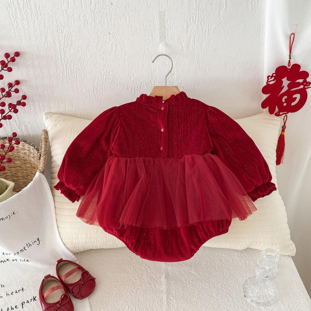 蝴蝶結紗裙包屁衣 新年服 聖誕 過年-細節圖2