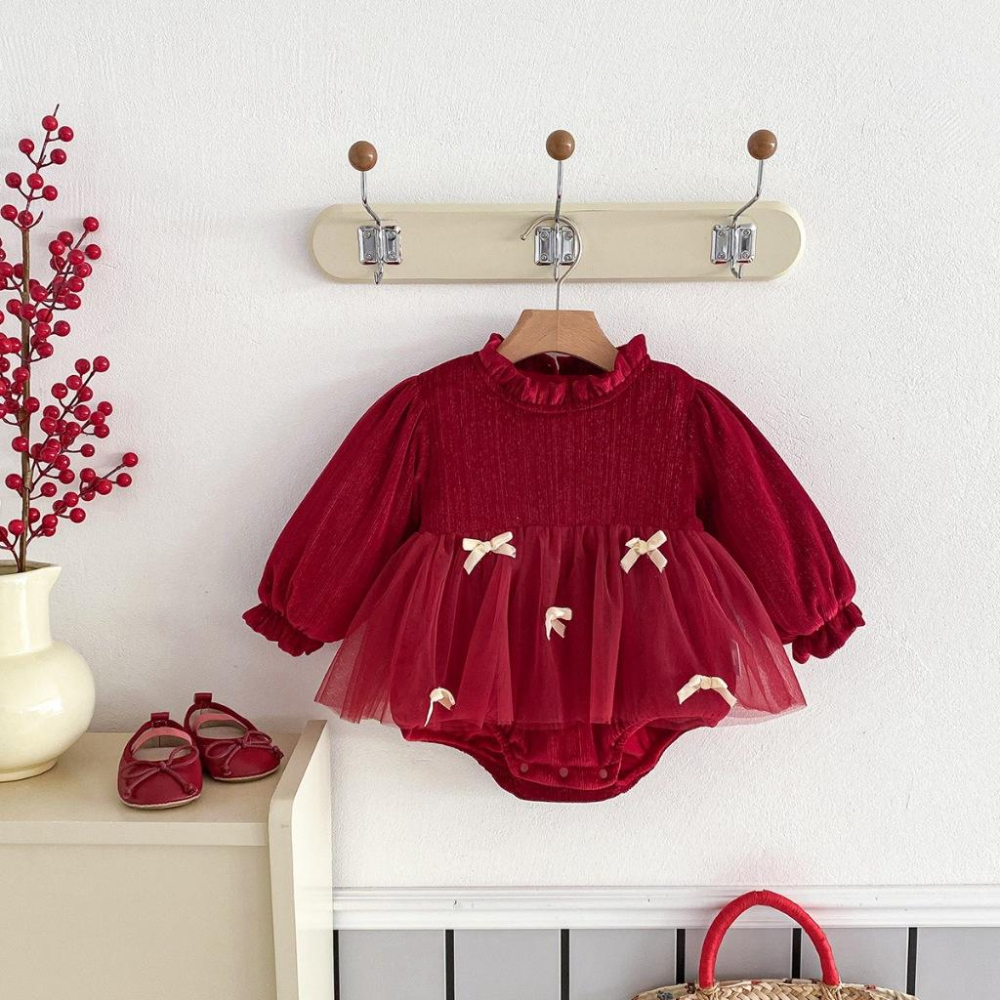 蝴蝶結紗裙包屁衣 新年服 聖誕 過年-細節圖3