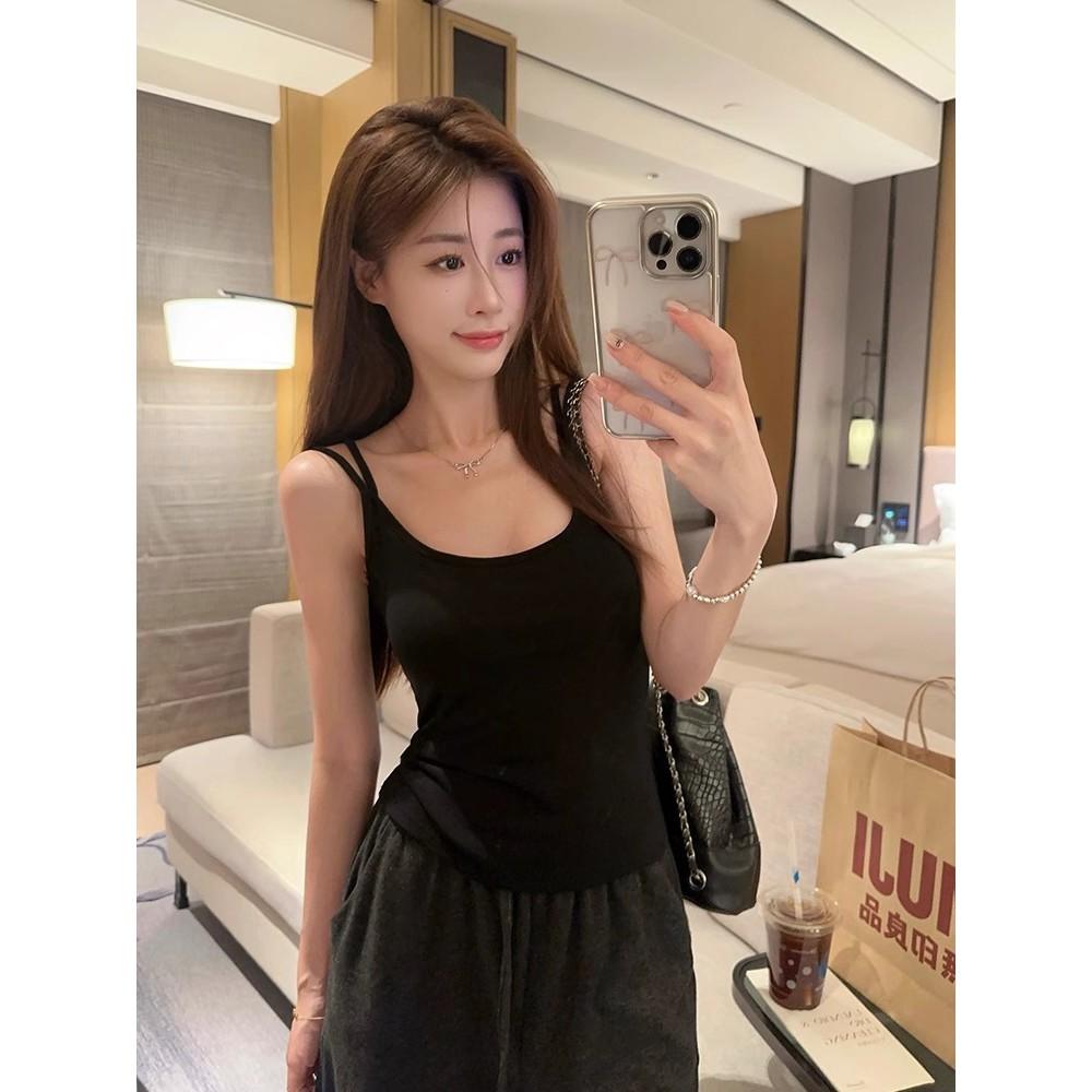 雙肩帶短款修身背心 內搭 小可愛 小背心-細節圖3