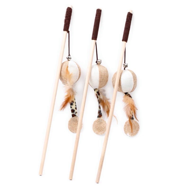 貓咪棉麻木桿逗貓棒-細節圖2