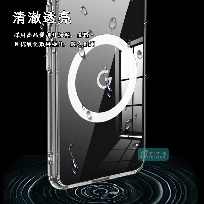 適用Google Pixel系列透明防摔磁吸手機殼保護殼▢Pixel 9 8 8a 7a 7 6a 6 5 XL Pro-細節圖5