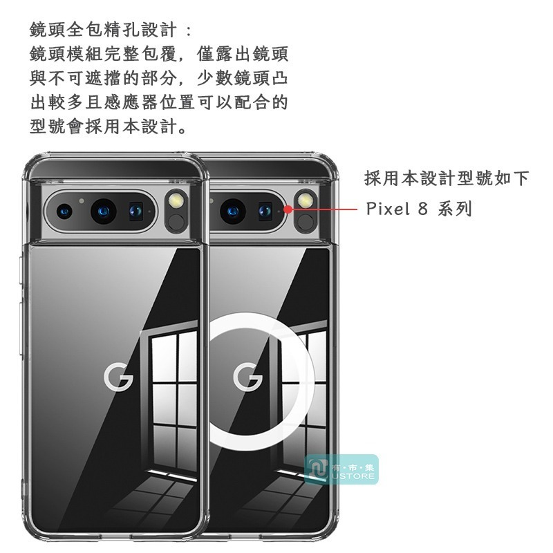 適用Google Pixel系列透明防摔磁吸手機殼保護殼▢Pixel 9 8 8a 7a 7 6a 6 5 XL Pro-細節圖6