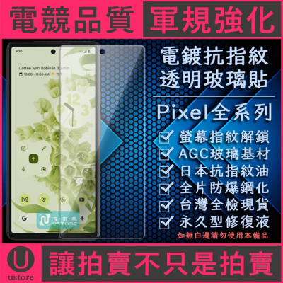 適用 Google Pixel 7 7a 6 6a 5 4a Pixel7 5G▢9H電鍍抗指紋滿版鋼化玻璃螢幕保護貼