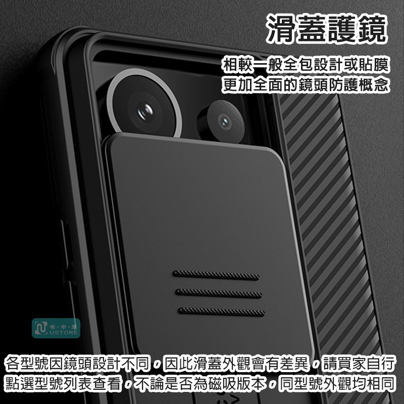 適用紅米Redmi系列滑蓋護鏡防摔全包保護殼手機殼▢紅米Note13 紅米Note12 紅米Note11 Pro-細節圖3
