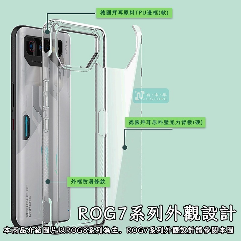 適用華碩ROG系列增厚軍規級全透明長效耐黃抗變色防摔手機殼保護殼▢ROG Phone 6 6D 7 8 Pro-細節圖8