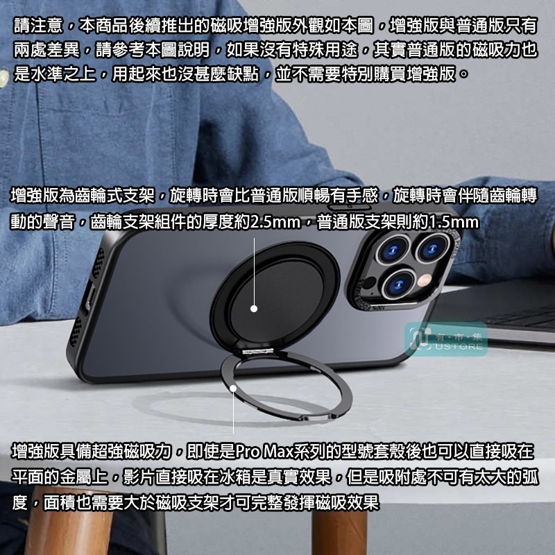 適用蘋果iPhone13 / 14系列追劇必備可旋轉手機支架磁吸防摔膚感手機殼保護殼▢iphone 14 13 Pro-細節圖2