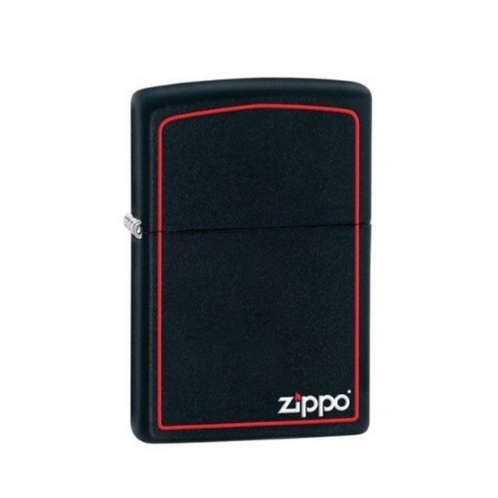 ZIPPO 打火機 紅框黑烤漆Zippo Logo(大)  218ZB-細節圖2