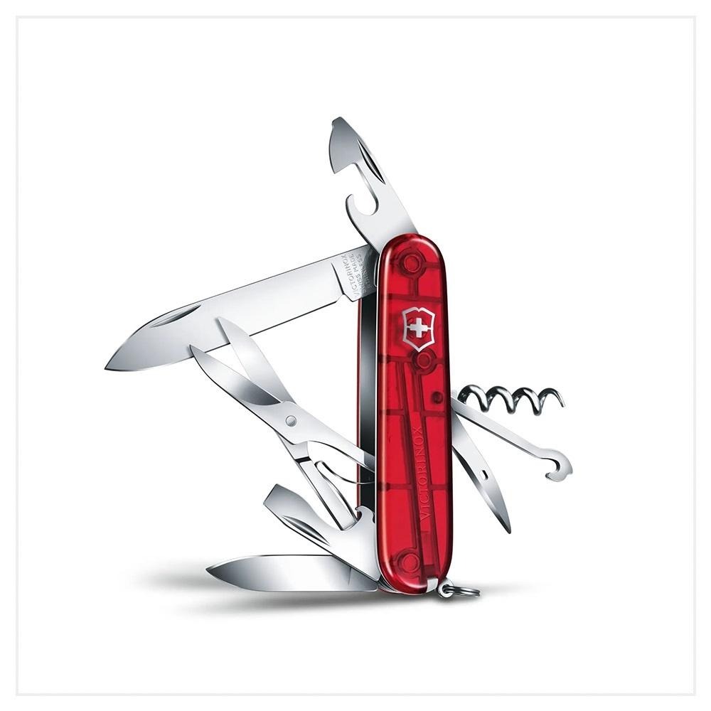 VICTORINOX 瑞士維氏 瑞士刀 Climber 14用 91mm 透紅 1.3703.T-細節圖2