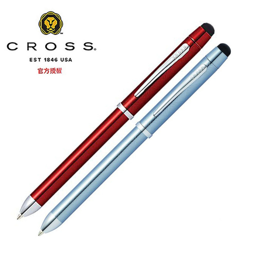 CROSS Tech 3+系列 紅亮漆/霧鋼亮漆鯡式藍 三用筆 AT0090