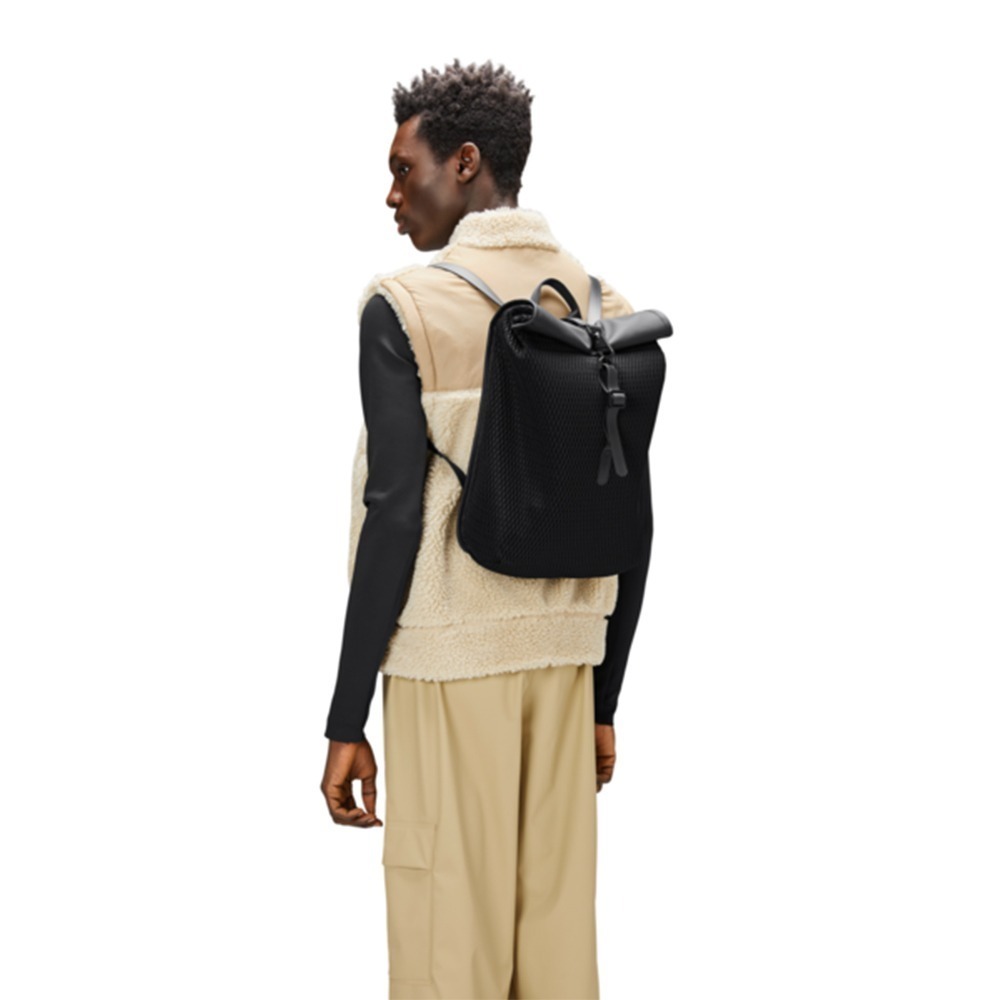 RAINS Rolltop Rucksack Mesh Mini W3 防水迷你捲蓋後背包(13350)-細節圖2