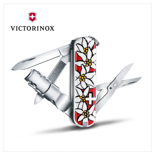 VICTORINOX 瑞士維氏 瑞士刀 Nail Clip 580 8用 65mm 瑞士國花 0.6463.840