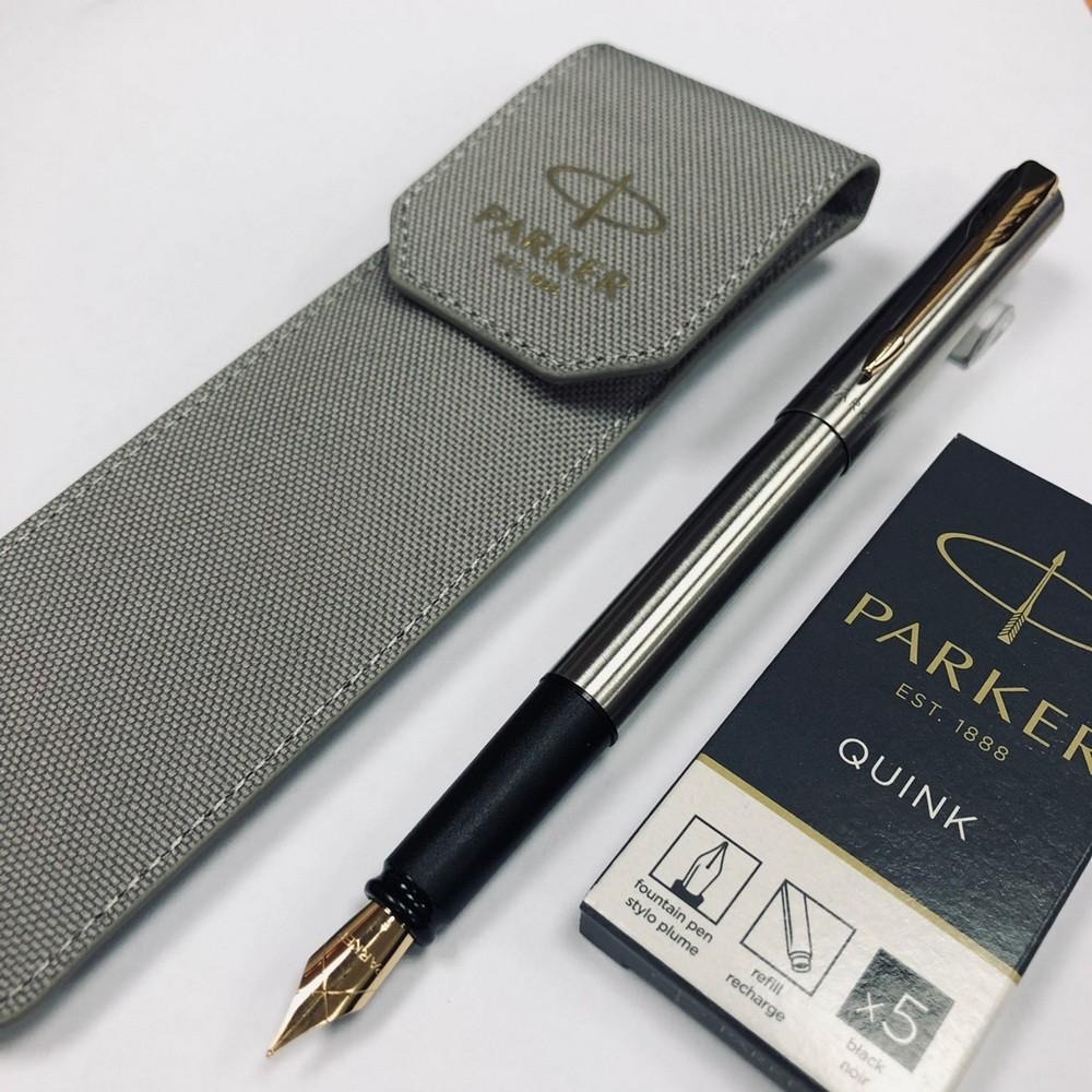 PARKER 禮盒 新威雅XL鋼筆 布筆套＋卡水 鋼桿金夾-細節圖2