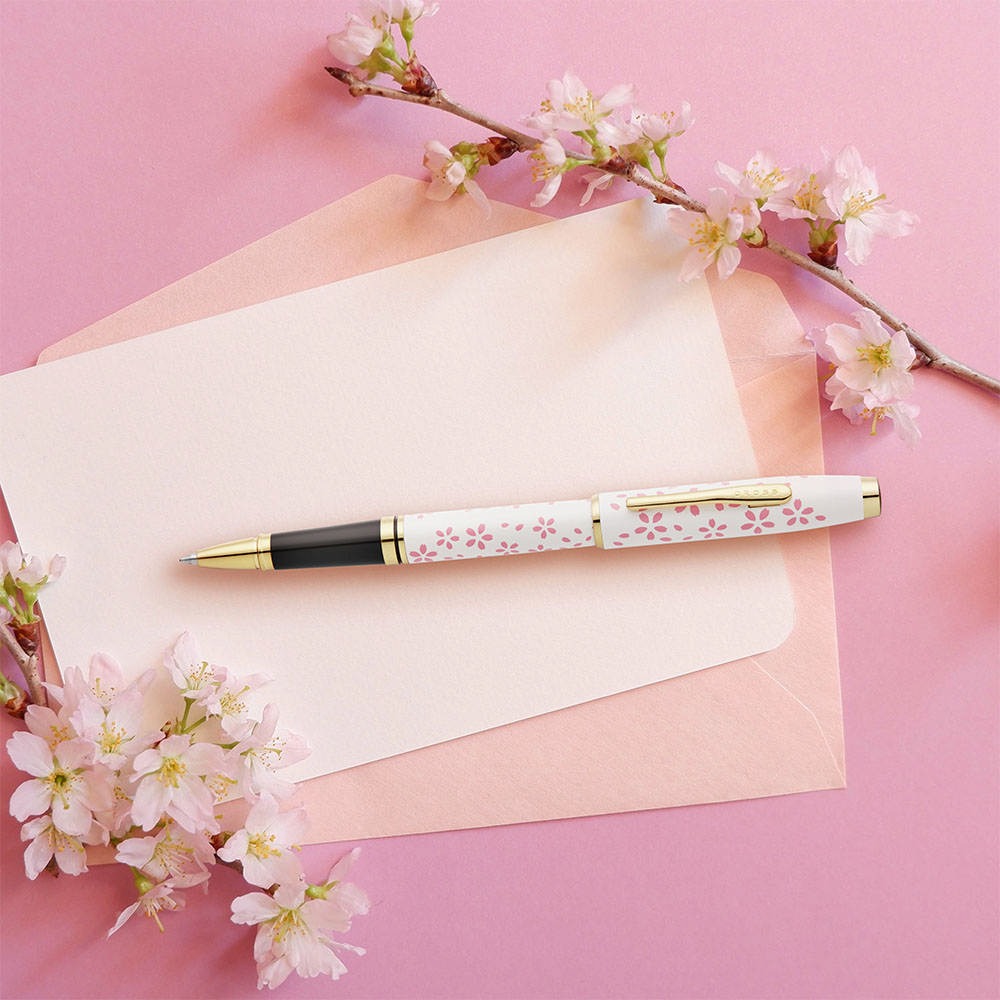 CROSS 高雲櫻花系列 珍珠白亮漆連金色 鋼珠筆 AT0665-15-細節圖3