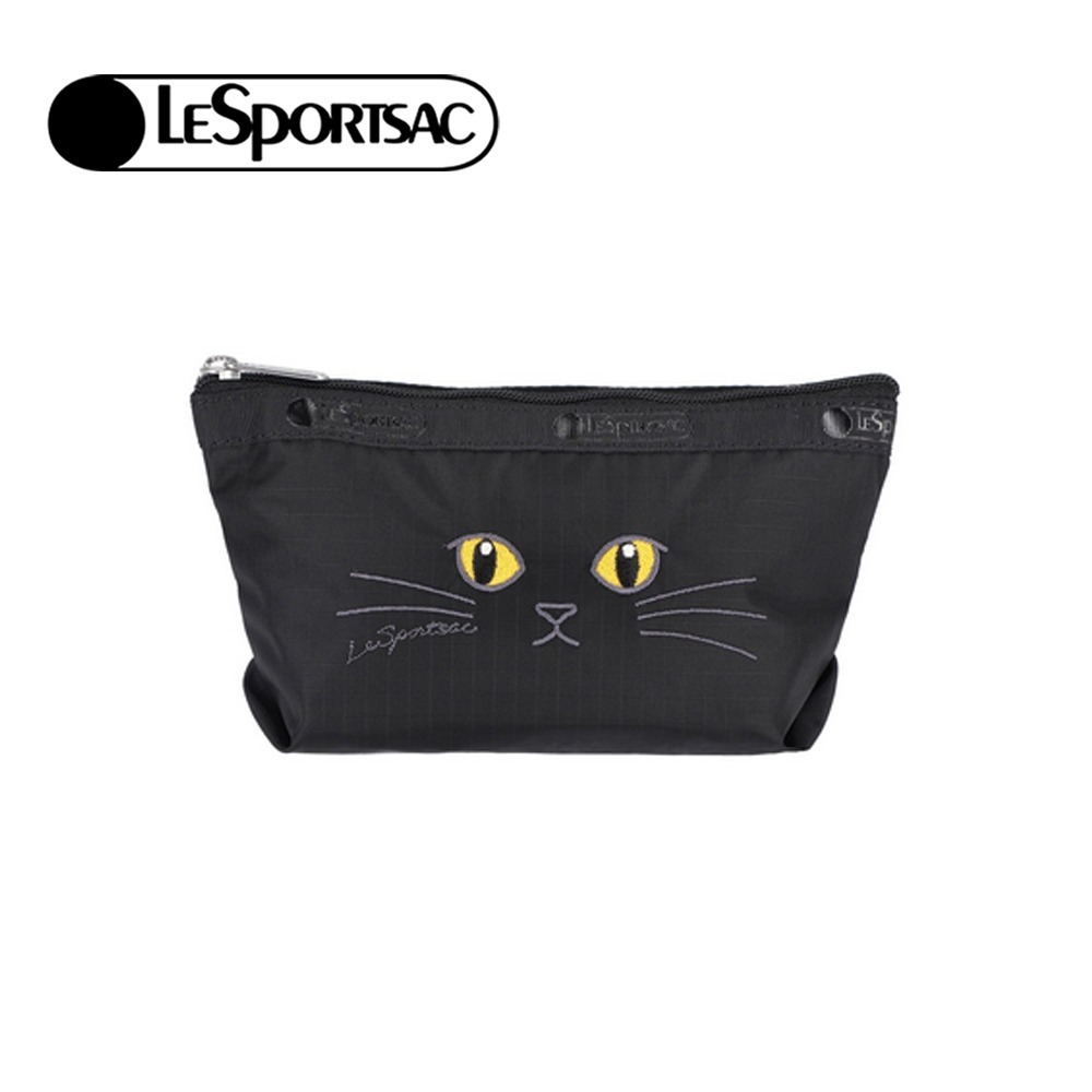 LeSportsac 2025秋季新品 Small Sloan Cosmetic 小梯型化妝包/刺繡黑貓(2724)-規格圖5