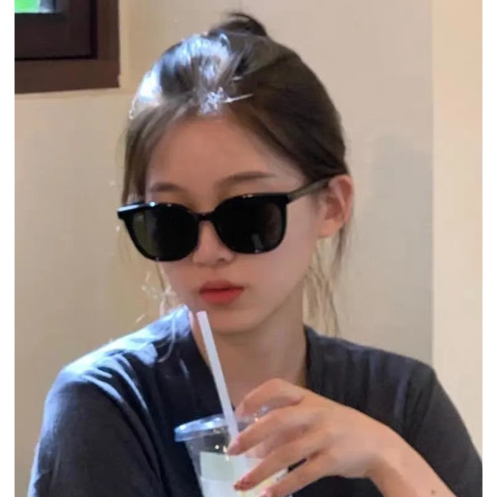 落日色韓版ins風 方形防曬墨鏡女圓臉顯瘦-細節圖2