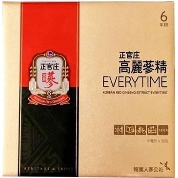 正官庄 高麗蔘精EVERYTIME 30入*1盒(6年根高麗蔘精華液，韓國原裝進口)附提袋