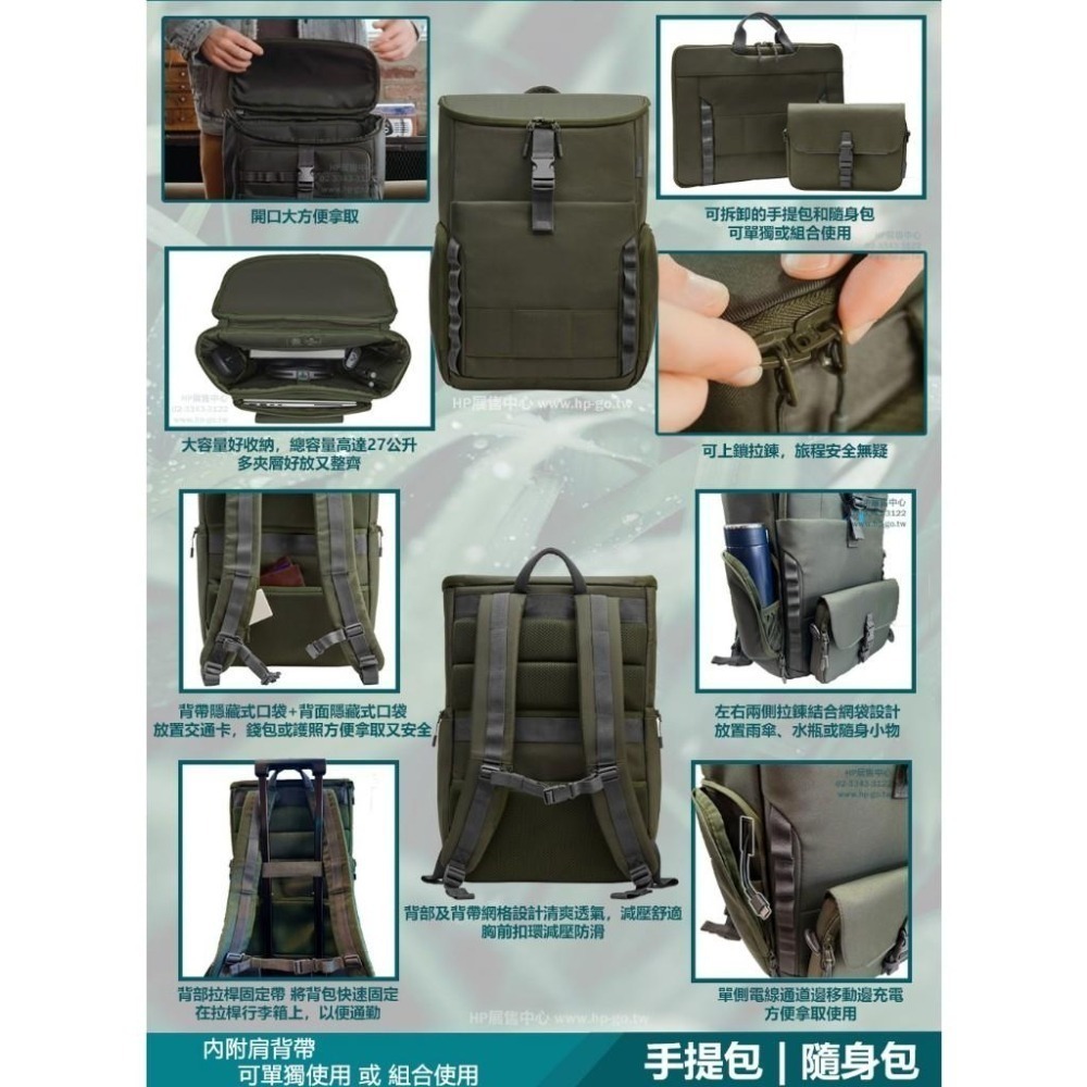 【HP展售中心】HP 15.6吋 Modular Laptop Backpack【9J496AA】三合一筆電後背包-細節圖7