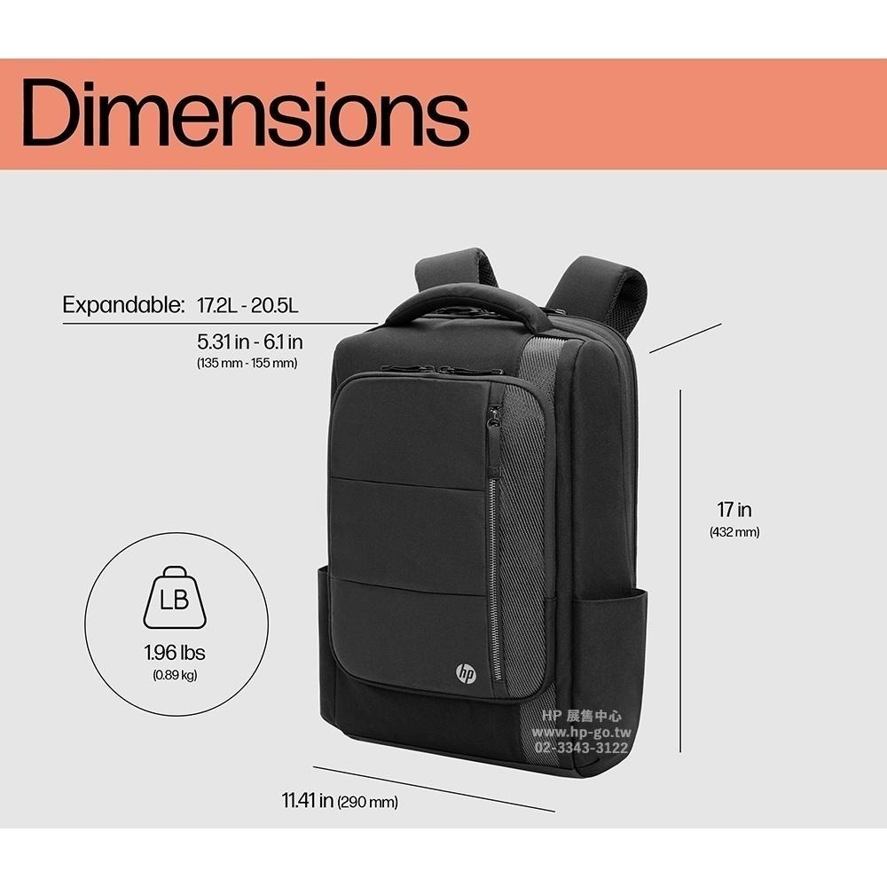 【HP展售中心】Renew Executive 16吋 Laptop Backpack【6B8Y1AA】筆電後背包-細節圖5