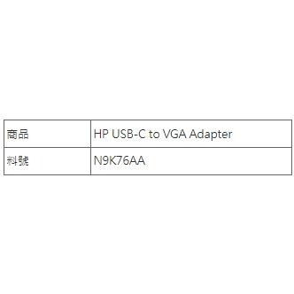 【HP展售中心】HP USB-C to VGA Adapter【N9K76AA】轉接線-細節圖2