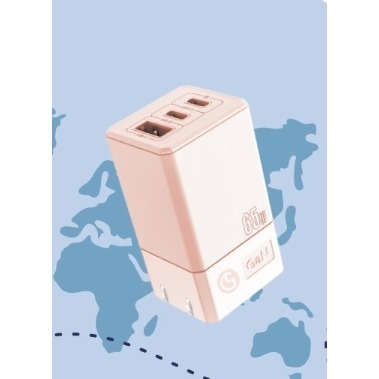 ( 現貨 ) 編哥Gelovery 65W 氮化鎵GaN 3孔快充充電頭  粉紅  白 水藍-細節圖2
