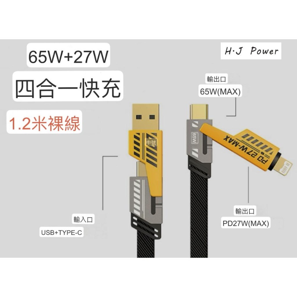 倍魔 正品 65w四合一超級快充數據線 C對C充電線 小楊哥同款 機甲 數據線 充電線 適用蘋果type-c 安卓充電線-細節圖3