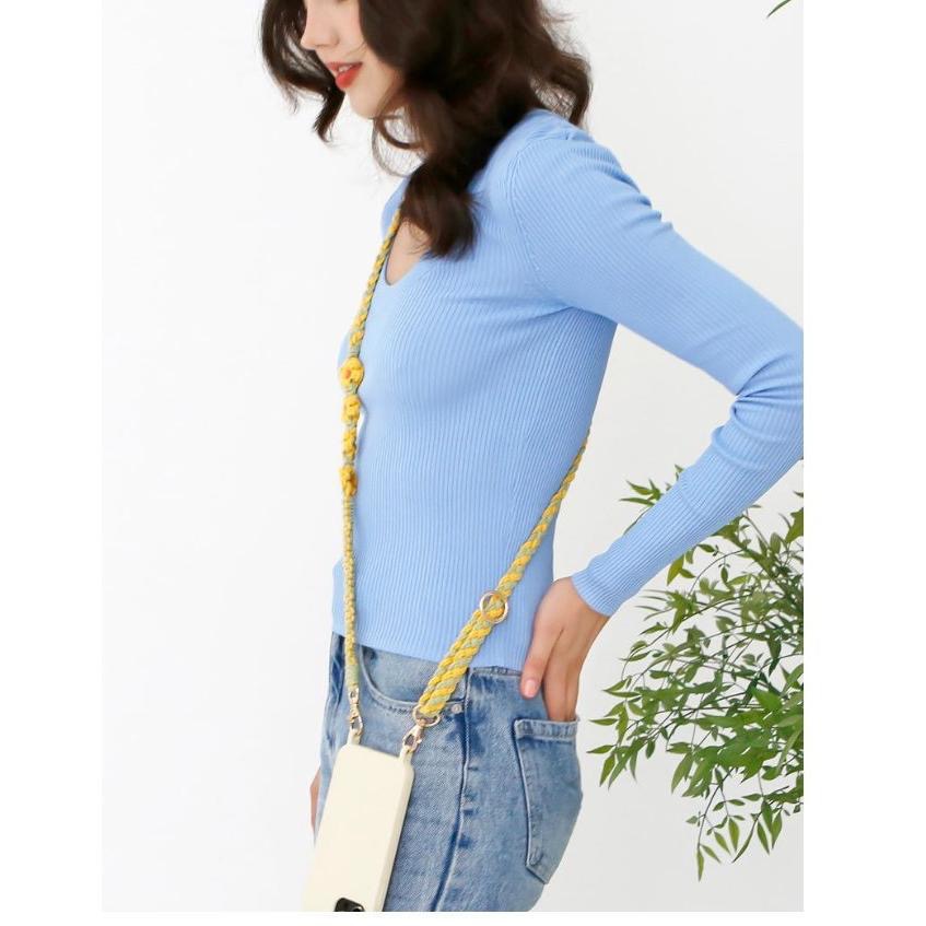 Čechy花花手工編織調節式手機背繩耳機掛繩 捷克手工掛繩 波西米亞手工編織手機繩 斜背可調節掛飾花朵菊花小雛菊手 機鏈-細節圖3